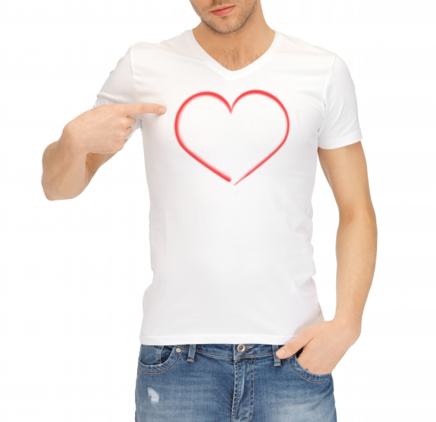 Mann t-shirt hjärta